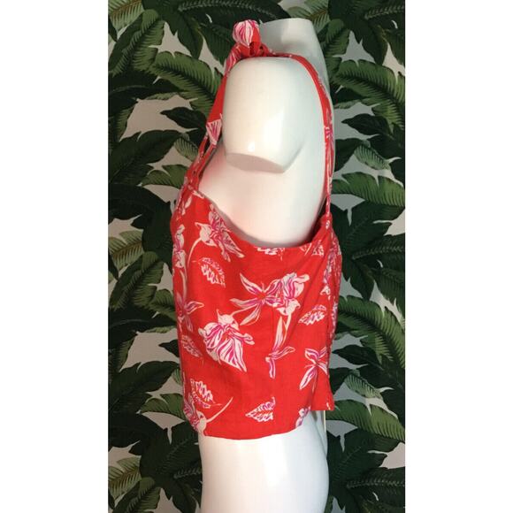 Joie NWT Linen Blend Red Tropical Floral Print Cropped Tank Top Size 8 - Picture 16 of 16